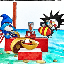 "Arrr! Lego Sonic be clashin' with Eggman’s metal beastie, perfect for wee scallywags lookin' to unleash their crafty mischief!"